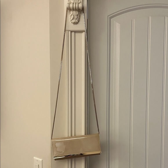 Jimmy Choo Tan cross body Patent Leather Clutch with Gold Chain - Picture 6 of 7